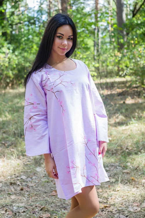 Lilac Bella Tunic Style Caftan in Cherry Blossoms Pattern