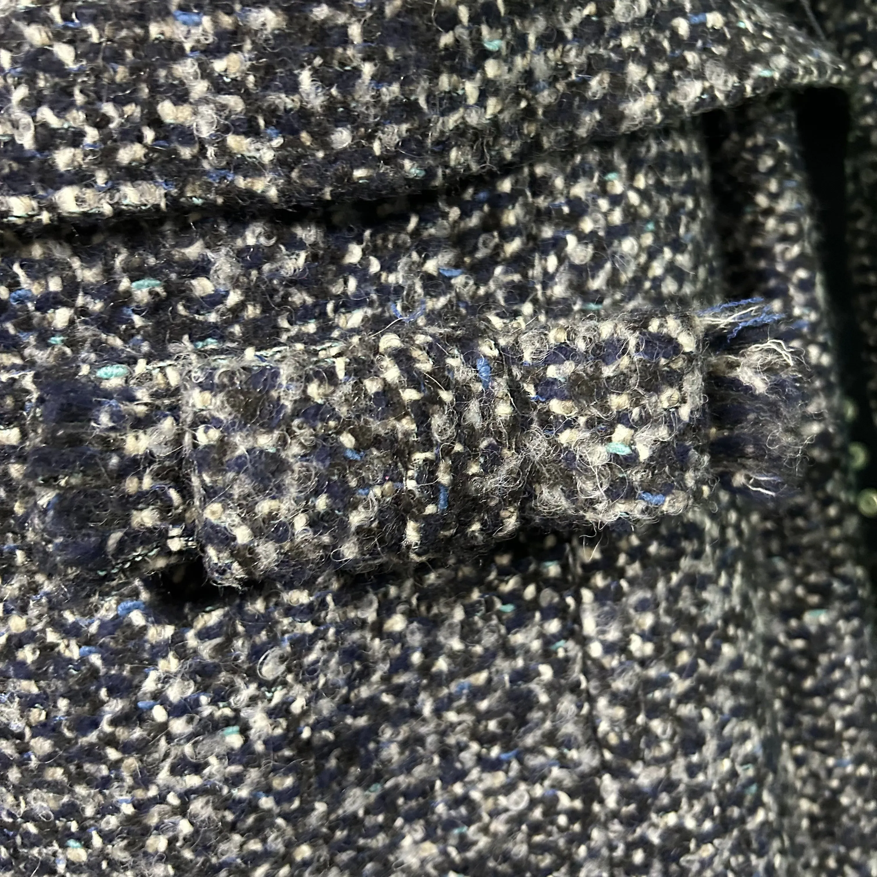 Max Mara Navy & Grey Tweed Wool & Alpaca Coat S