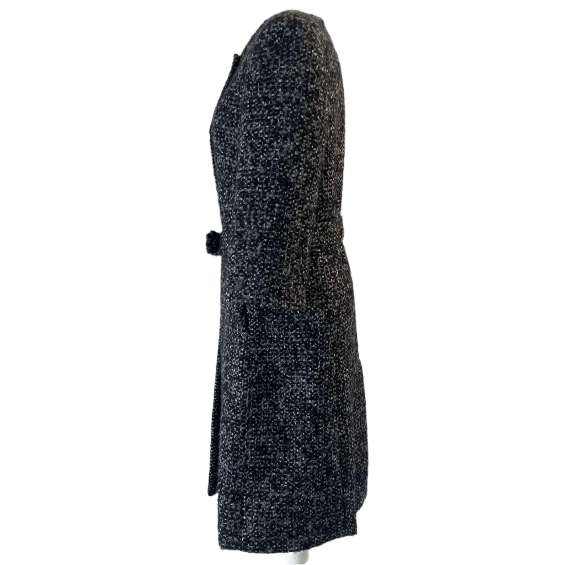 Max Mara Navy & Grey Tweed Wool & Alpaca Coat S