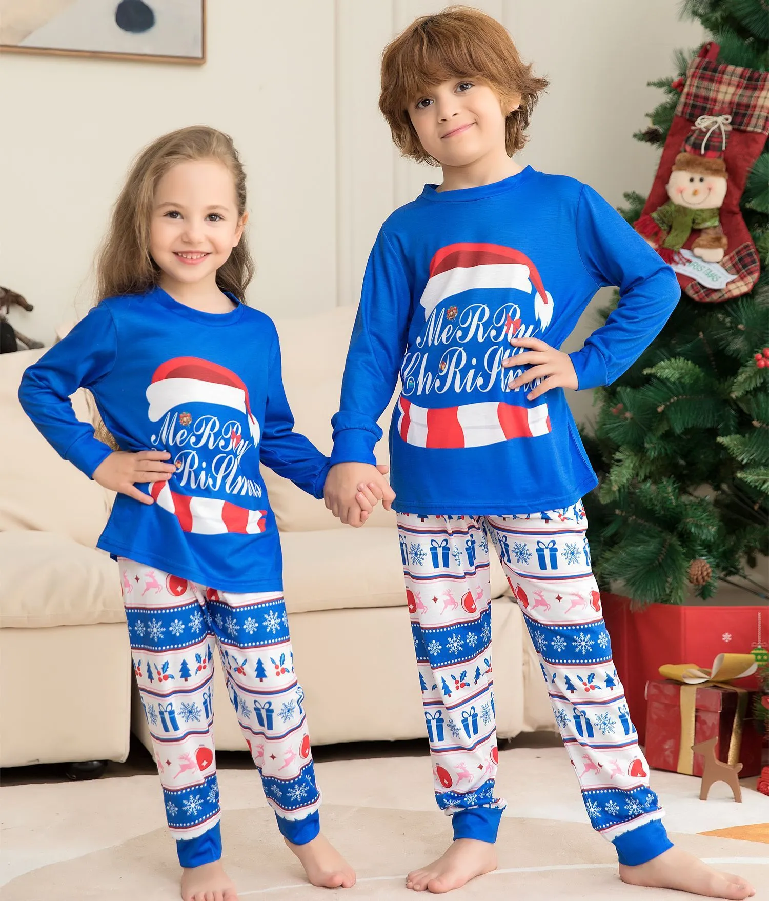 Merry Christmas Matching Family Lounging Sets - Parents, Child, Dog