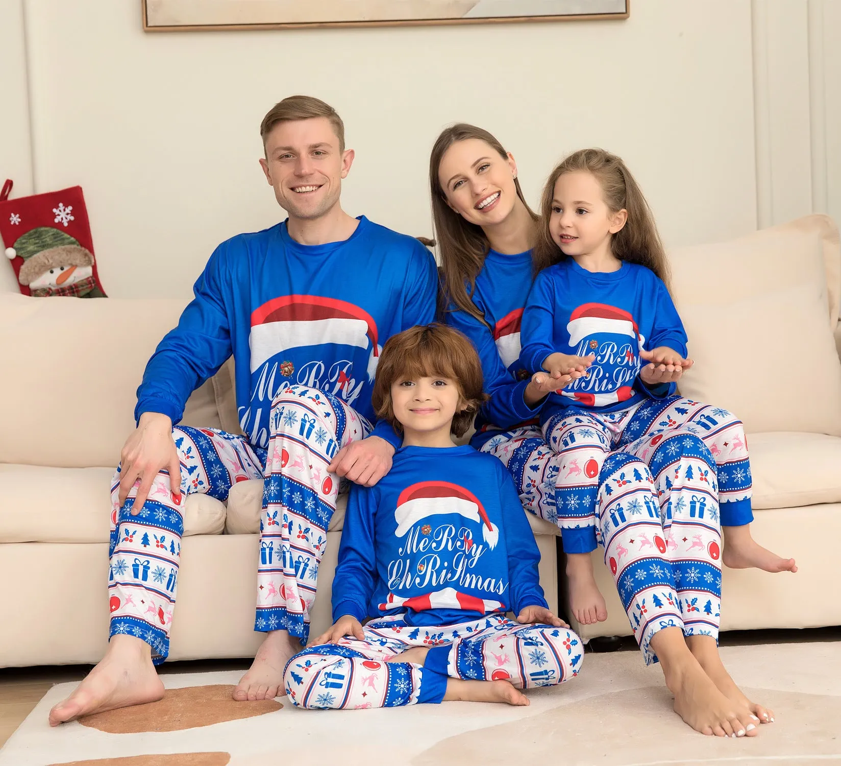 Merry Christmas Matching Family Lounging Sets - Parents, Child, Dog