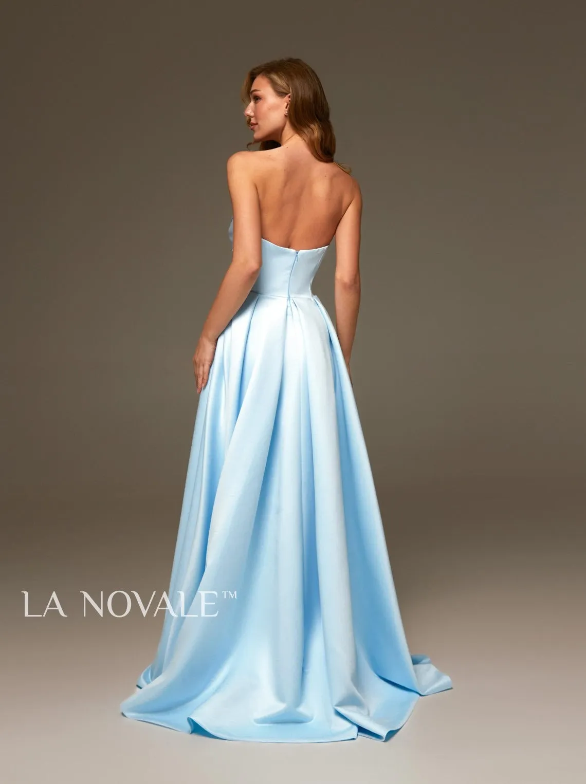 Minimal Chic Strapless Bridal Gown in Light Blue