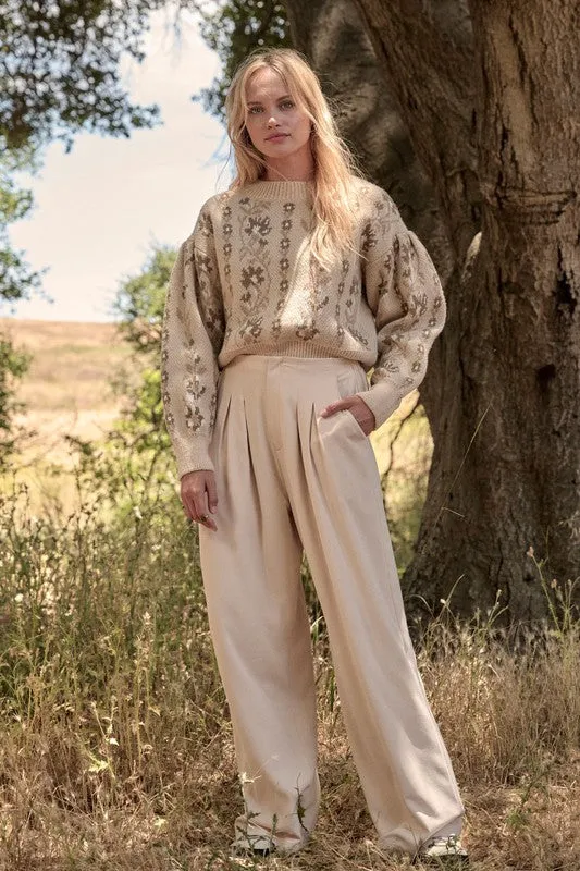 Morning Mist Wide Leg Pants - Cream