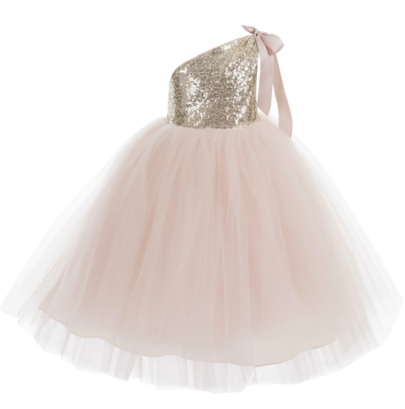 One-Shoulder Sequins Tutu Flower Girl Dress Junior Beauty Pageant Special Event Ballroom Gown 182(1)