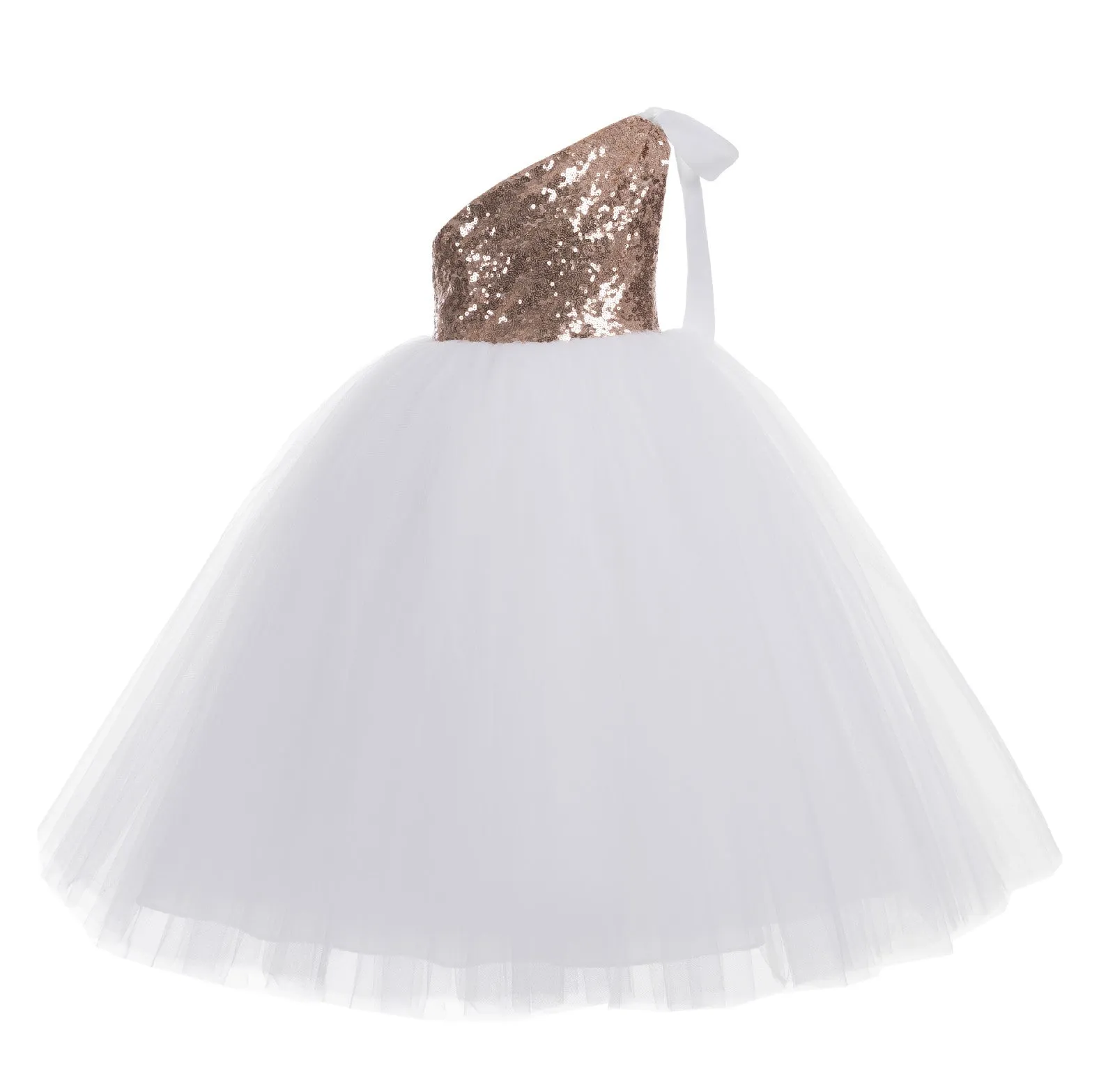 One-Shoulder Sequins Tutu Flower Girl Dress Junior Beauty Pageant Special Event Ballroom Gown 182(1)