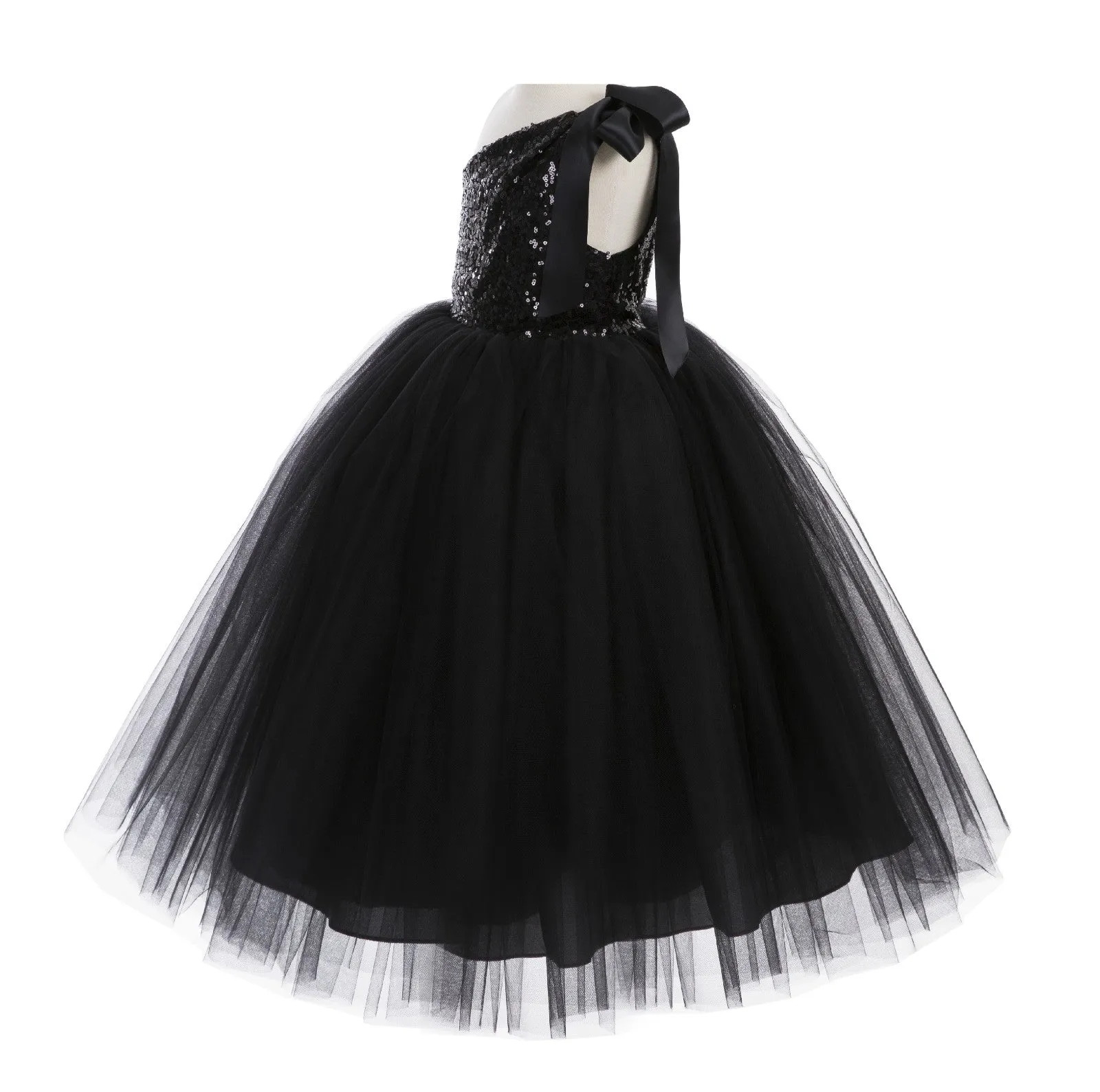 One-Shoulder Sequins Tutu Flower Girl Dress Junior Beauty Pageant Special Event Ballroom Gown 182(1)