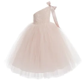 One-Shoulder Sequins Tutu Flower Girl Dress Junior Beauty Pageant Special Event Ballroom Gown 182(1)