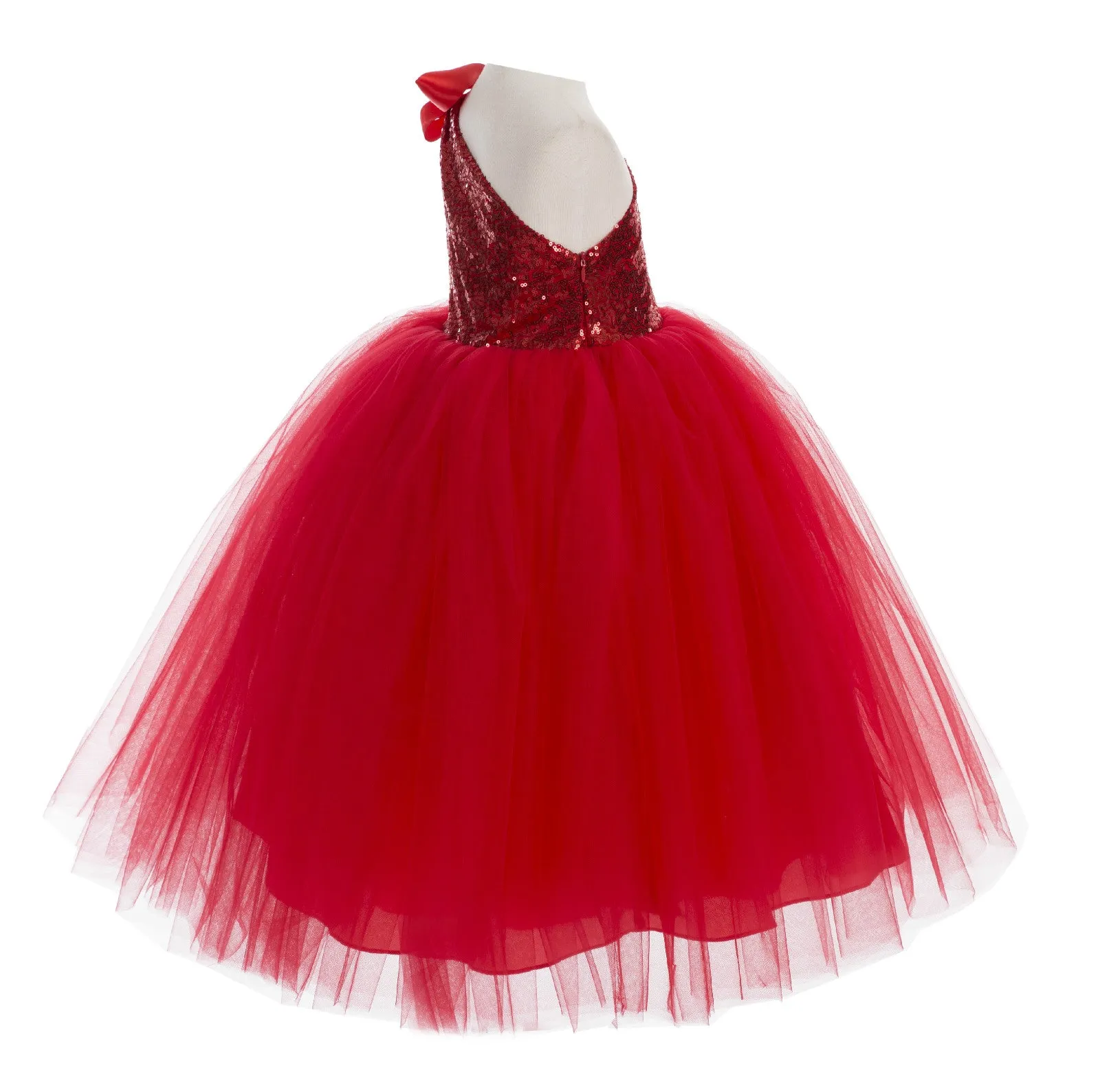 One-Shoulder Sequins Tutu Flower Girl Dress Junior Beauty Pageant Special Event Ballroom Gown 182(1)