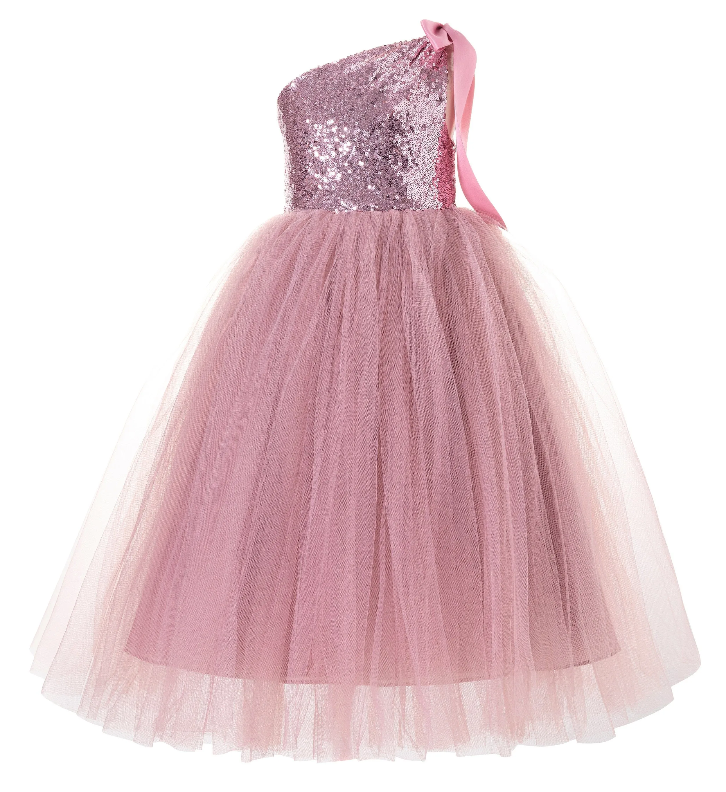 One-Shoulder Sequins Tutu Flower Girl Dress Junior Beauty Pageant Special Event Ballroom Gown 182(2)