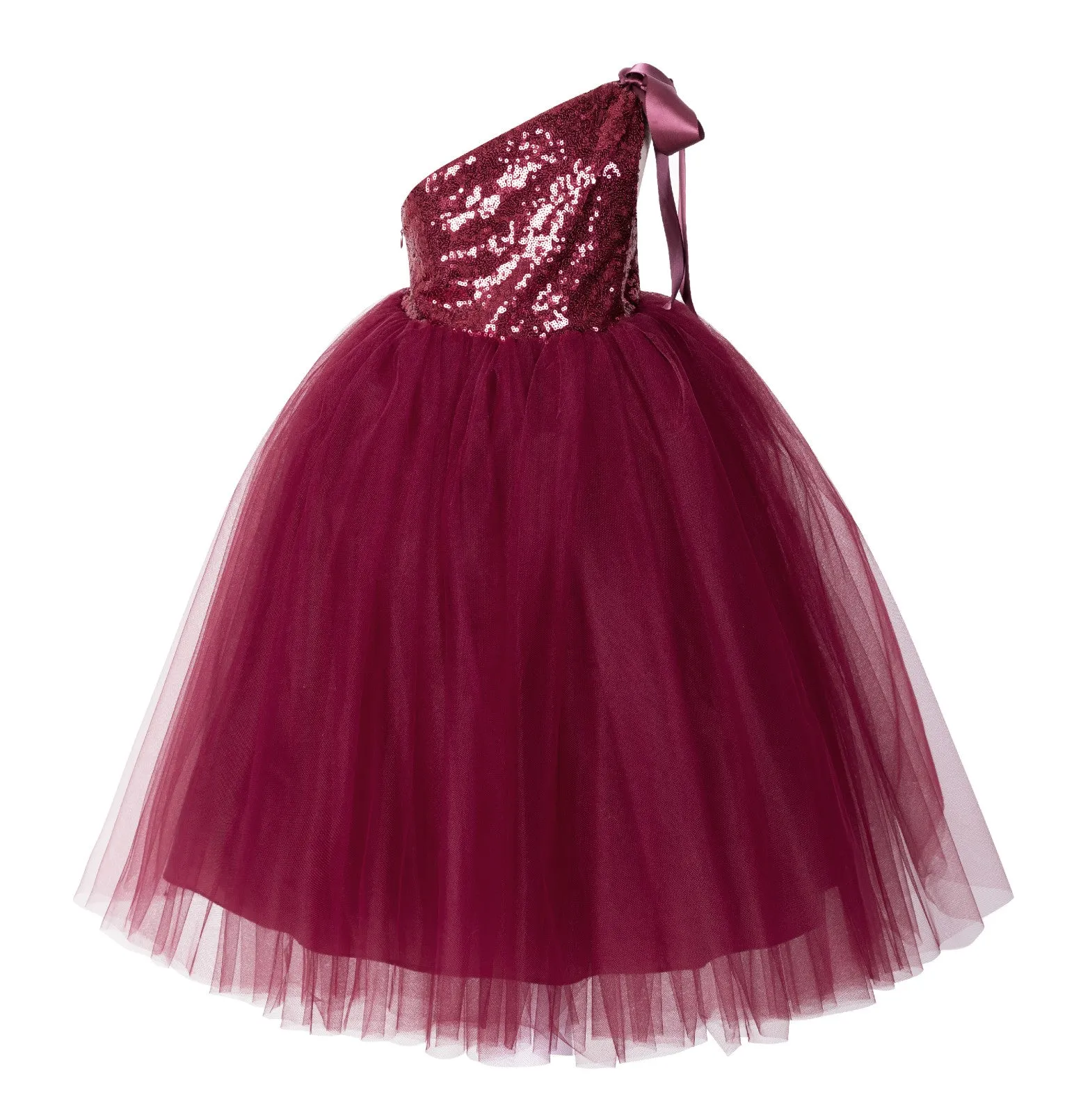 One-Shoulder Sequins Tutu Flower Girl Dress Junior Beauty Pageant Special Event Ballroom Gown 182(2)