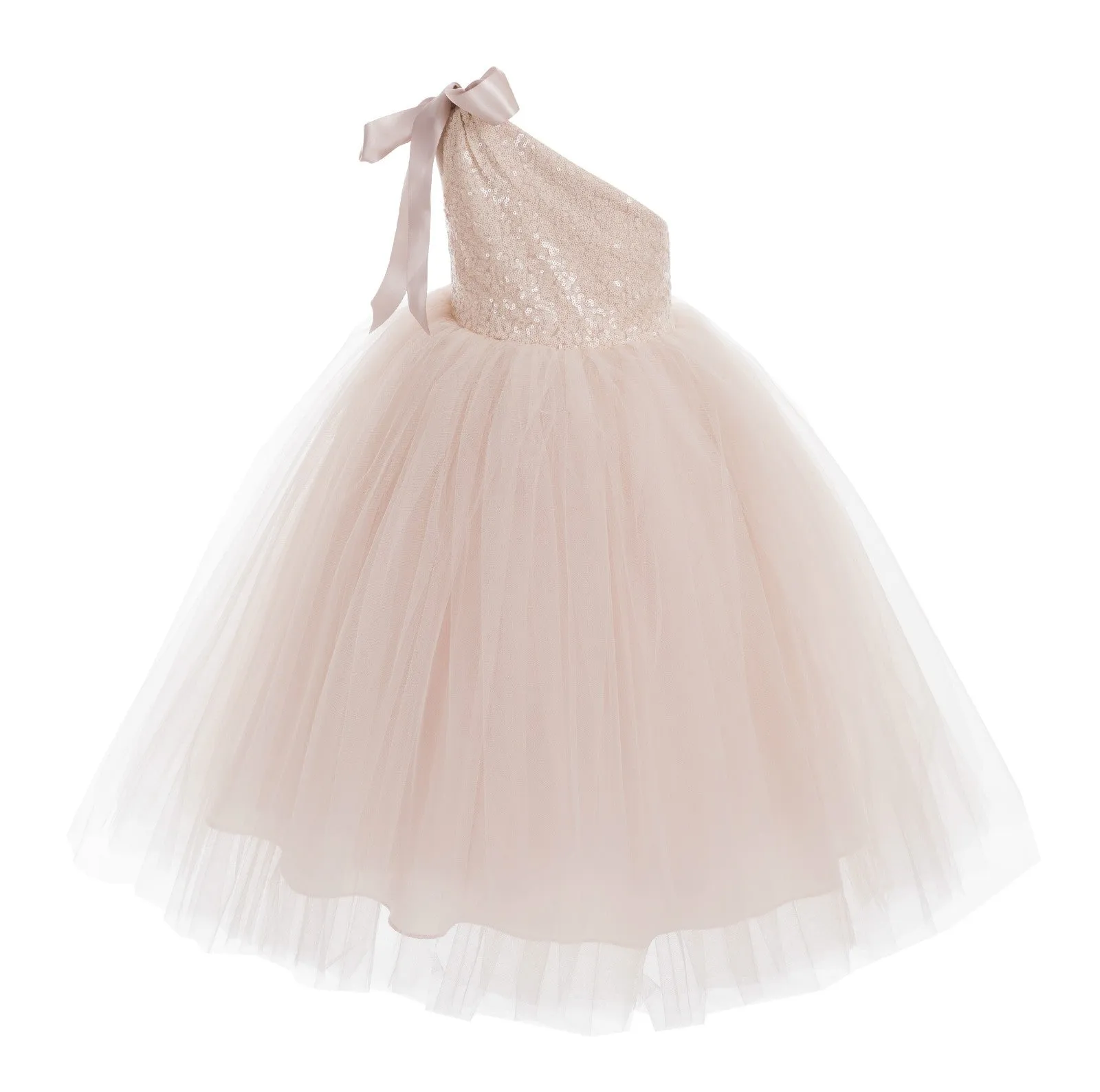 One-Shoulder Sequins Tutu Flower Girl Dress Junior Beauty Pageant Special Event Ballroom Gown 182(3)