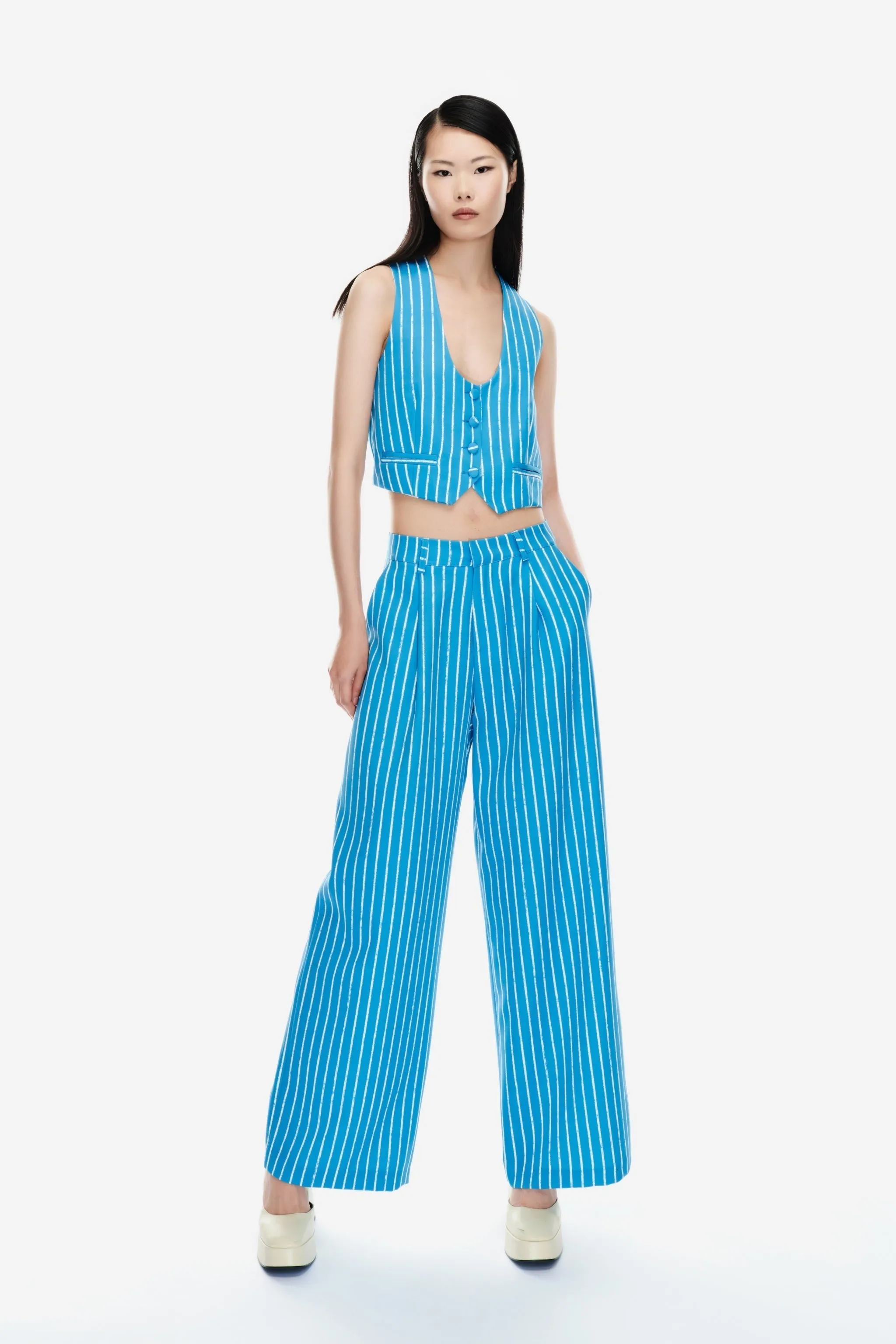 Online Collection Striped high-waisted trouser