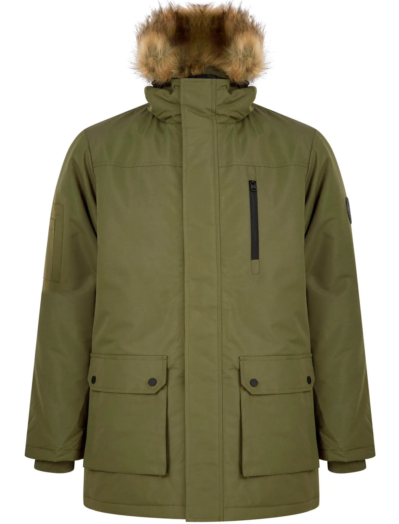 Pahana Taslon Parka Coat with Faux Fur Trim Hood in Ivy Green - Tokyo Laundry