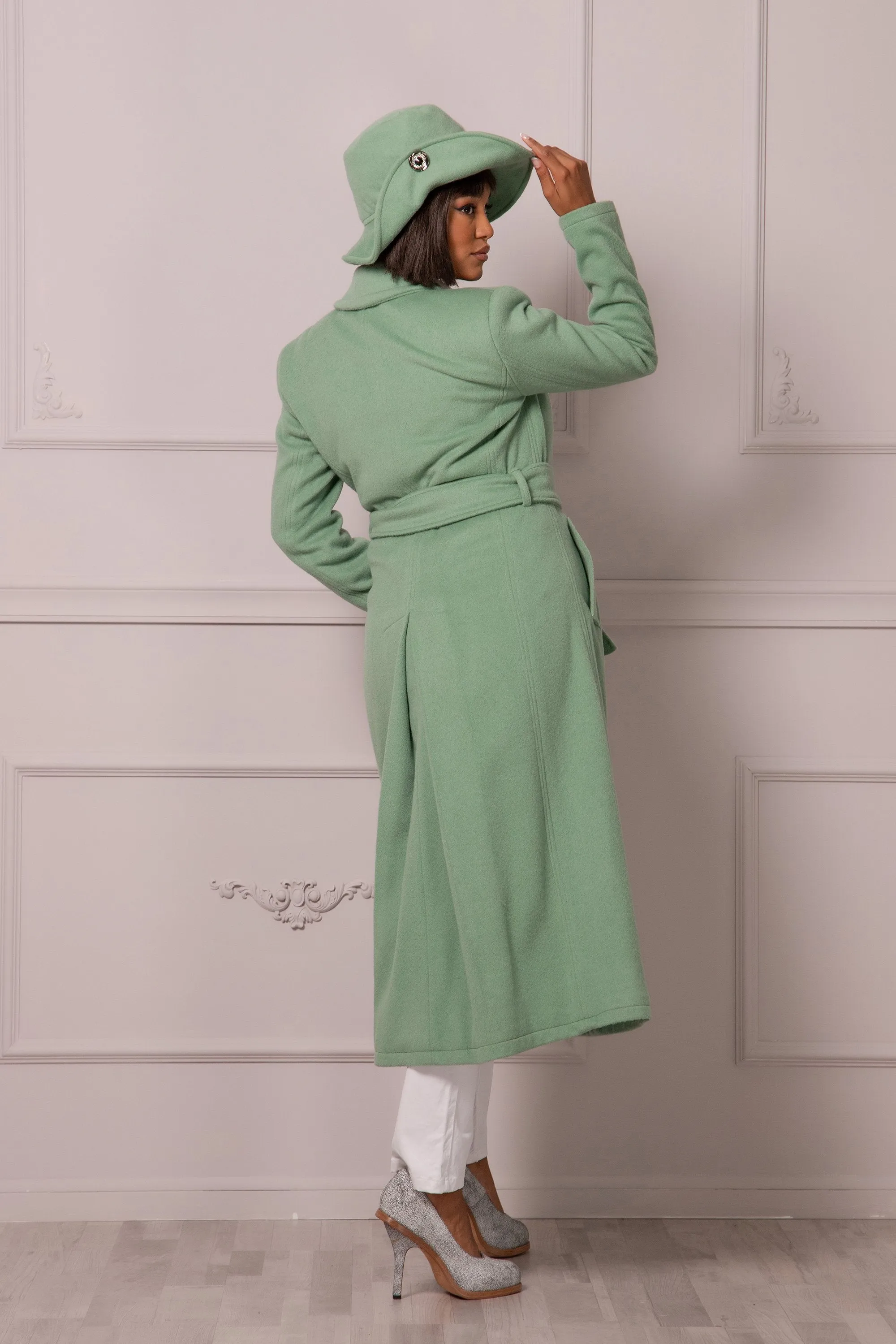 PALE GREEN BELTED COAT