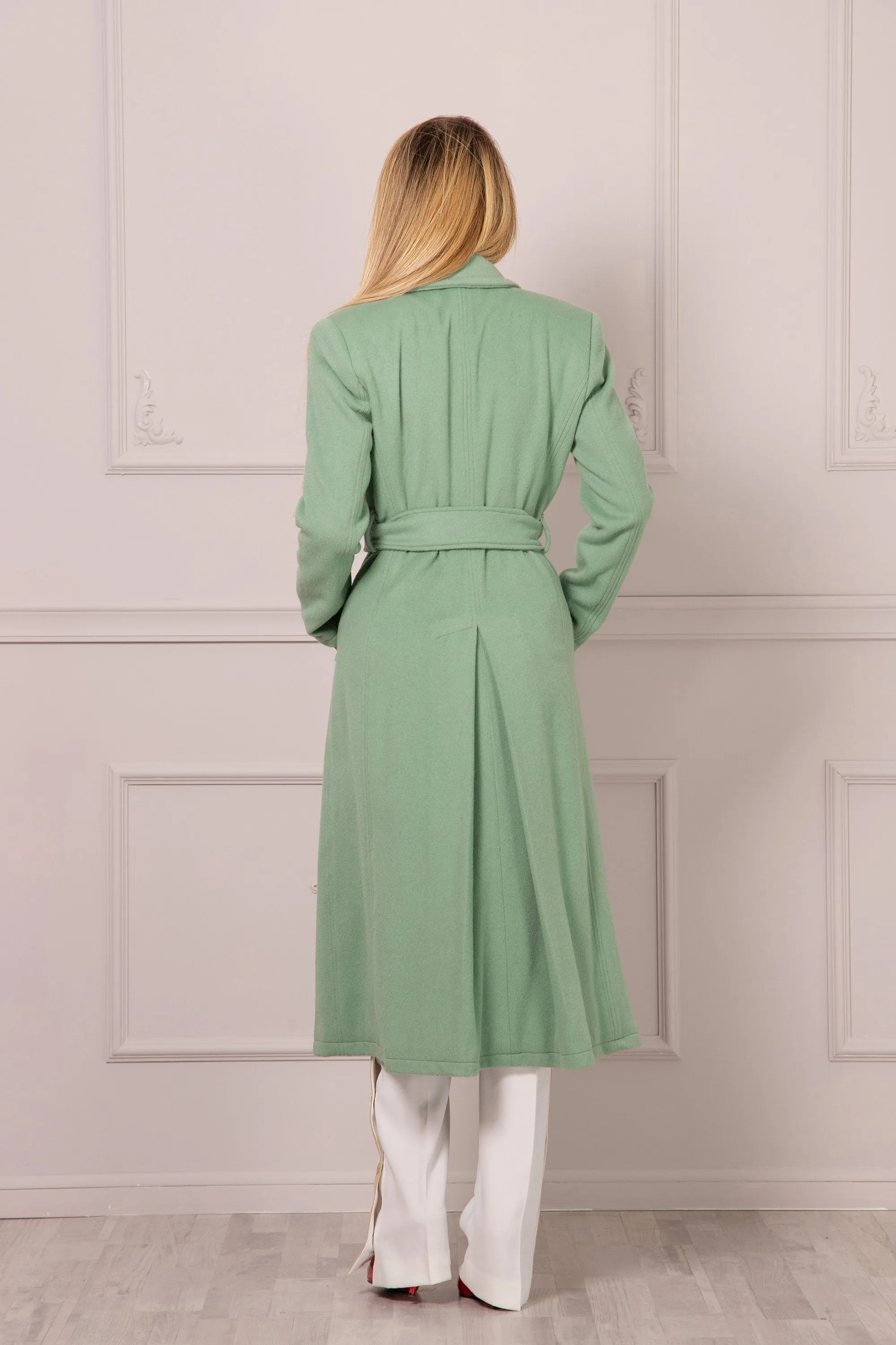 PALE GREEN BELTED COAT