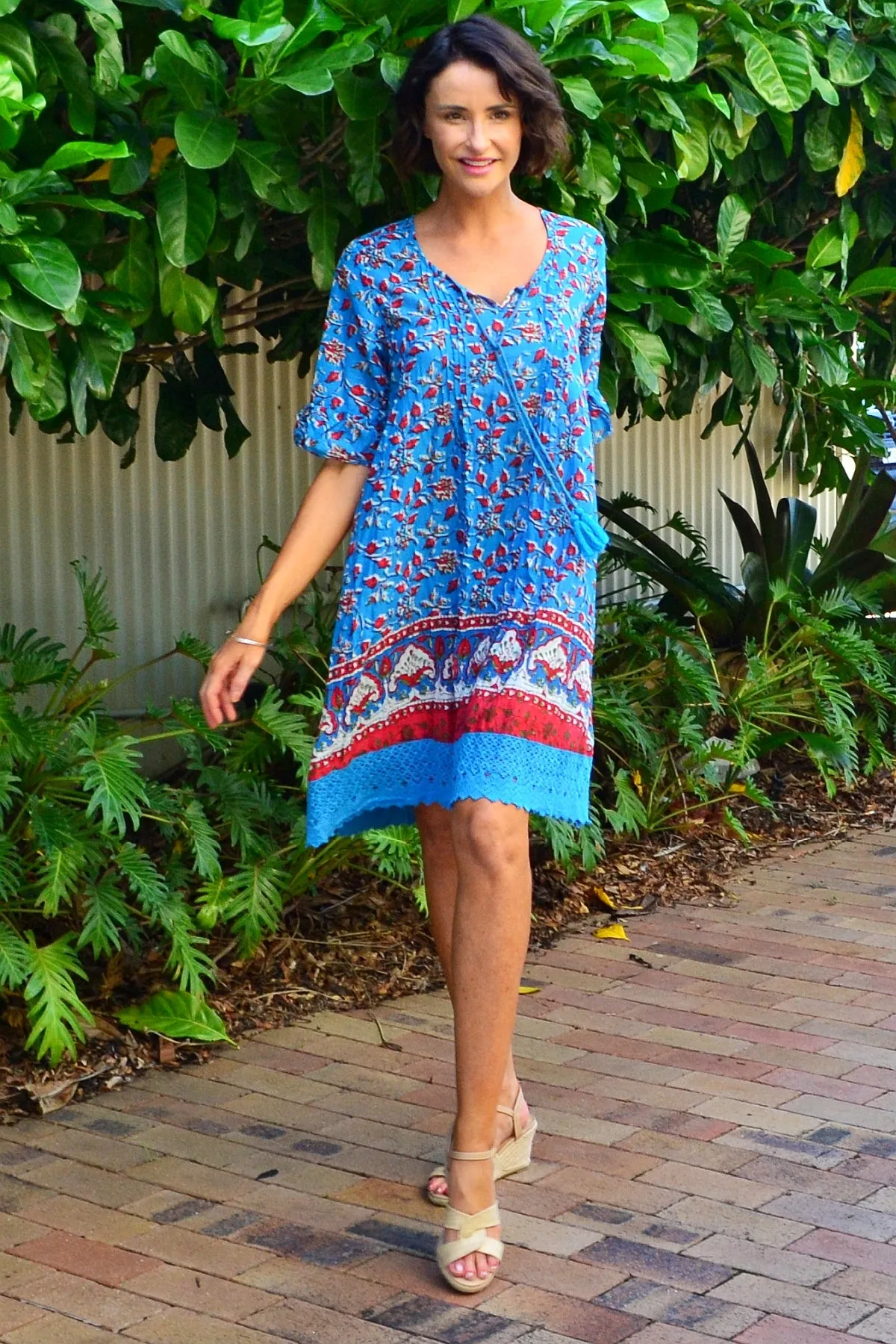 Red Blue Hannah Boho Tunic Dress