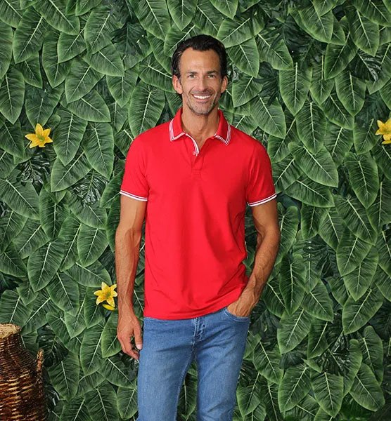 Red Polo With White Trim Design