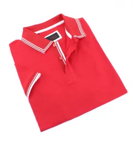 Red Polo With White Trim Design