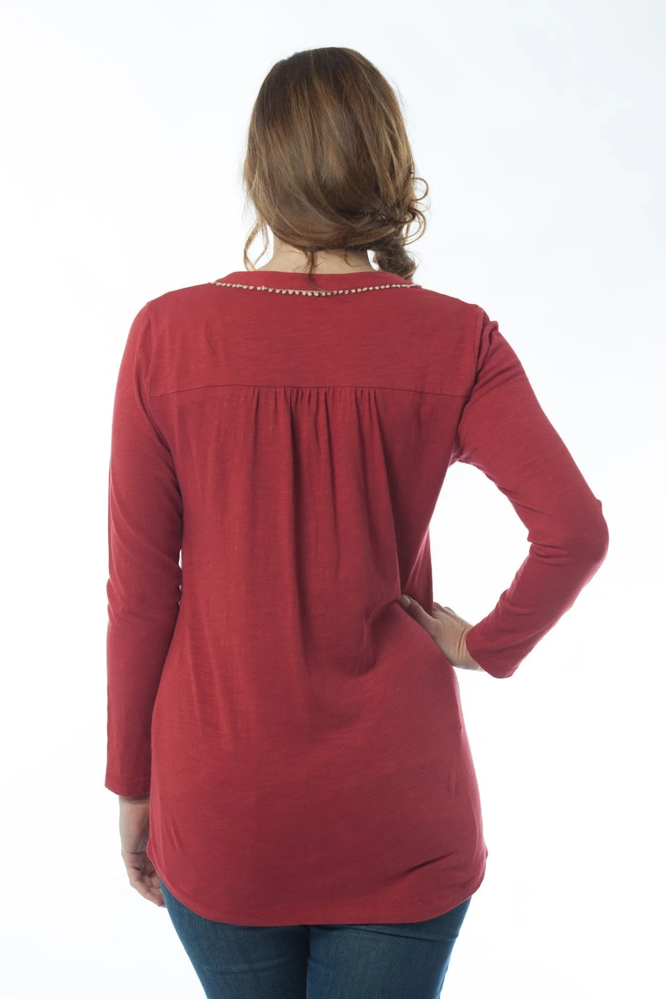 Red Top for Women | JOLINE - Tunic Red