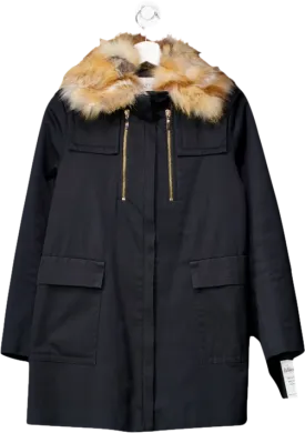 Sandro Blue Parka Coat With Detachable Faux Fur Coat UK 8