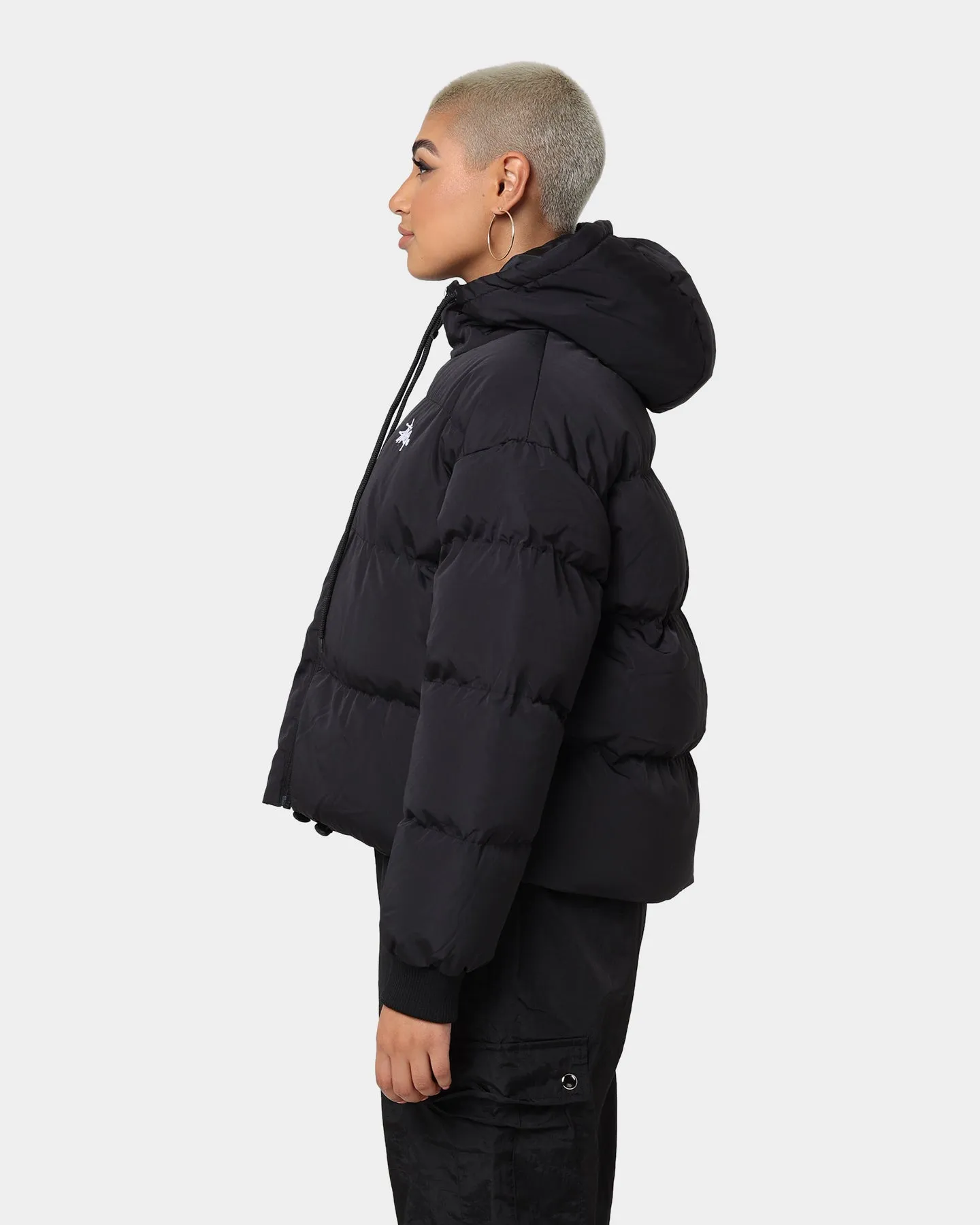 Stussy Women's Graffiti Hood Puffer Jacket Black