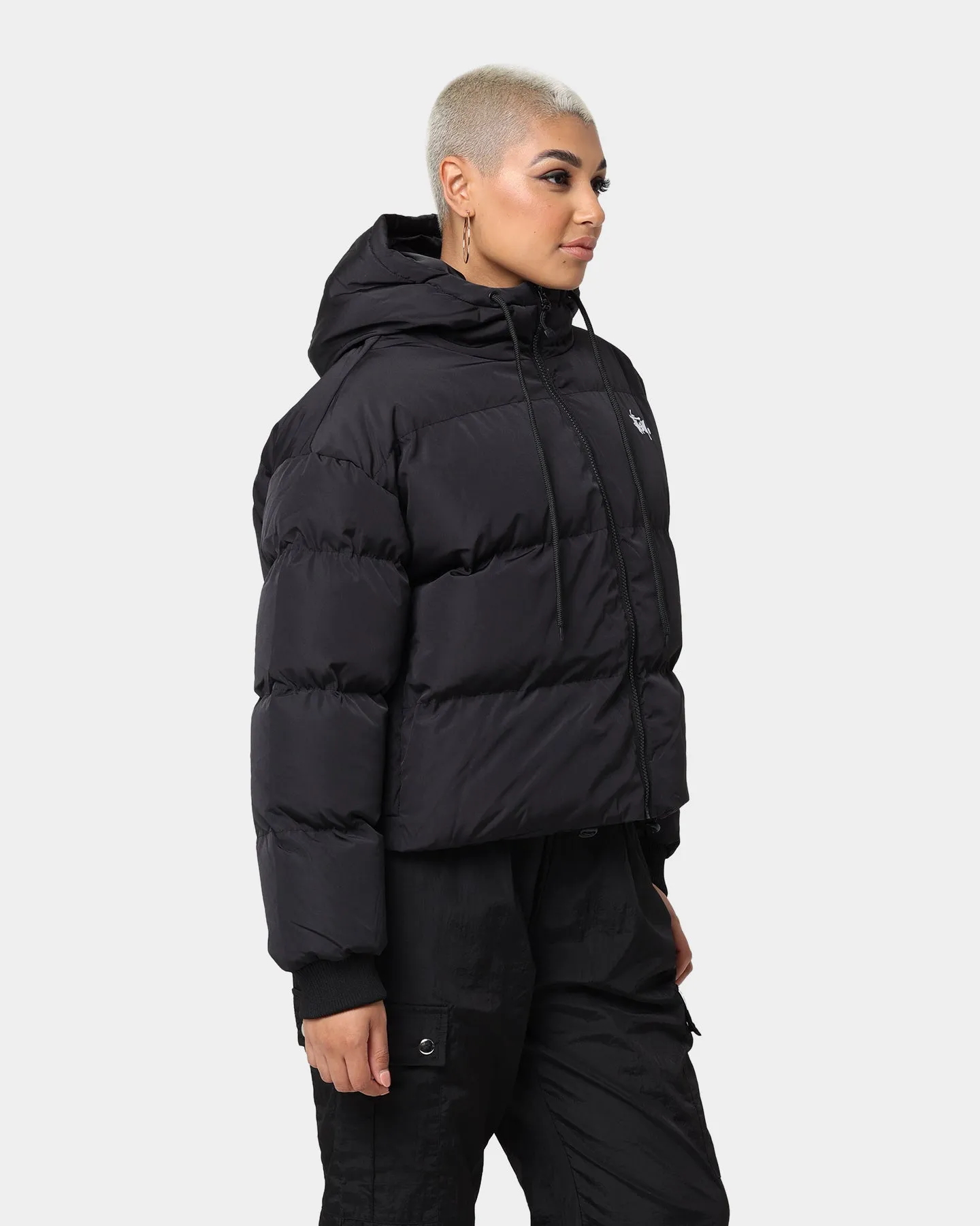 Stussy Women's Graffiti Hood Puffer Jacket Black