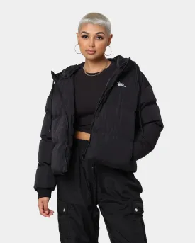 Stussy Women's Graffiti Hood Puffer Jacket Black