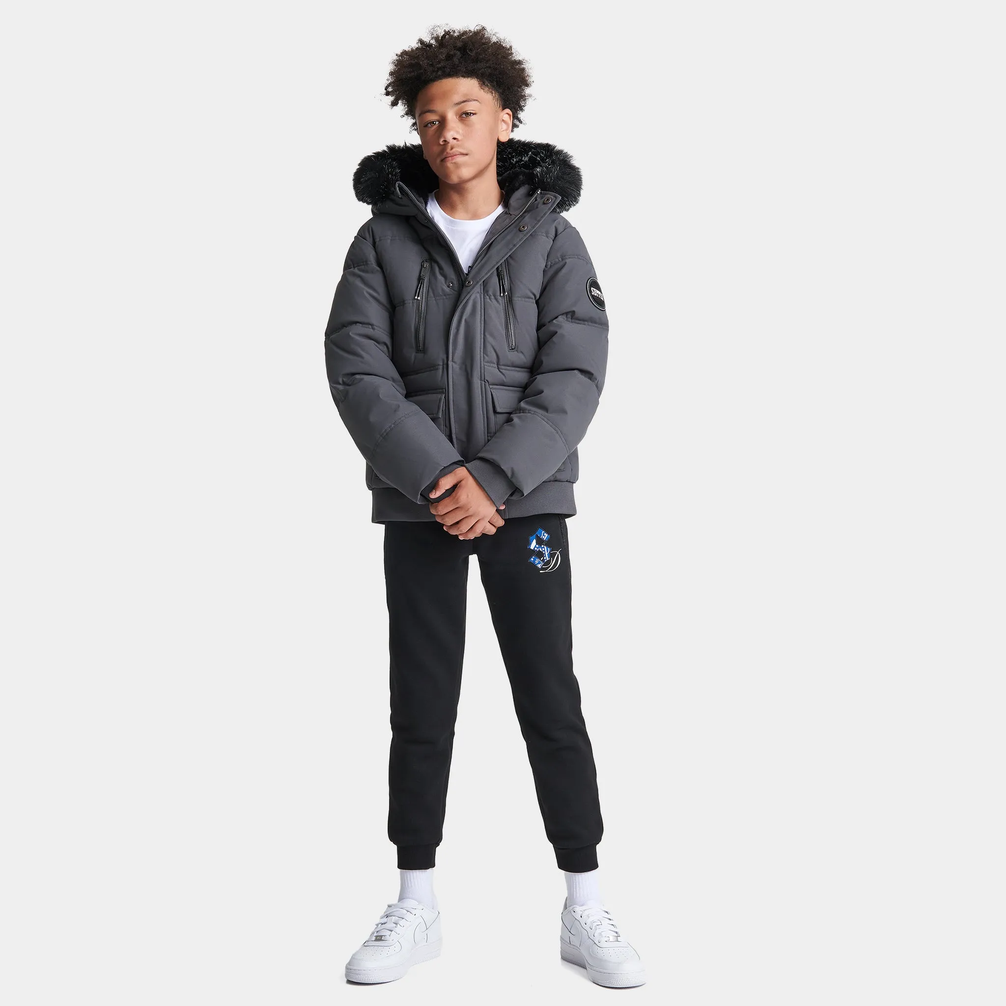 Supply & Demand Juniors' Destruct Short Parka / Dark Grey