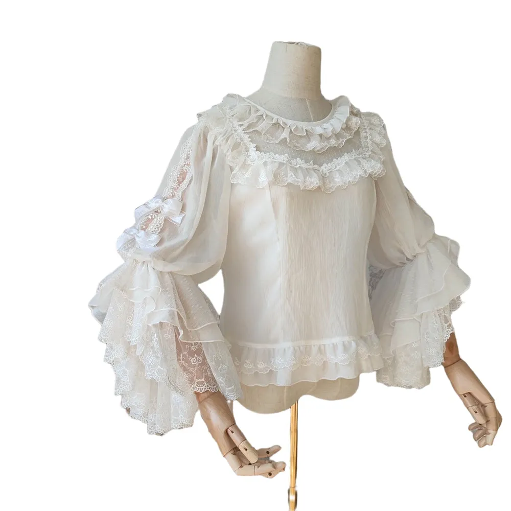 Sweet Lolita Blouse Vintage Long Flare Sleeve Women's Top