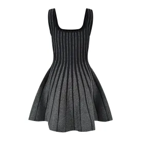 Veena Knitted A-line Striped Dress