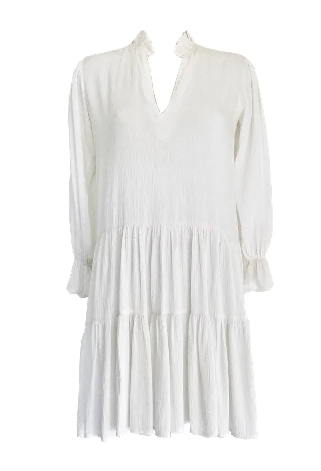 White Knee Length Cotton Beach Dress