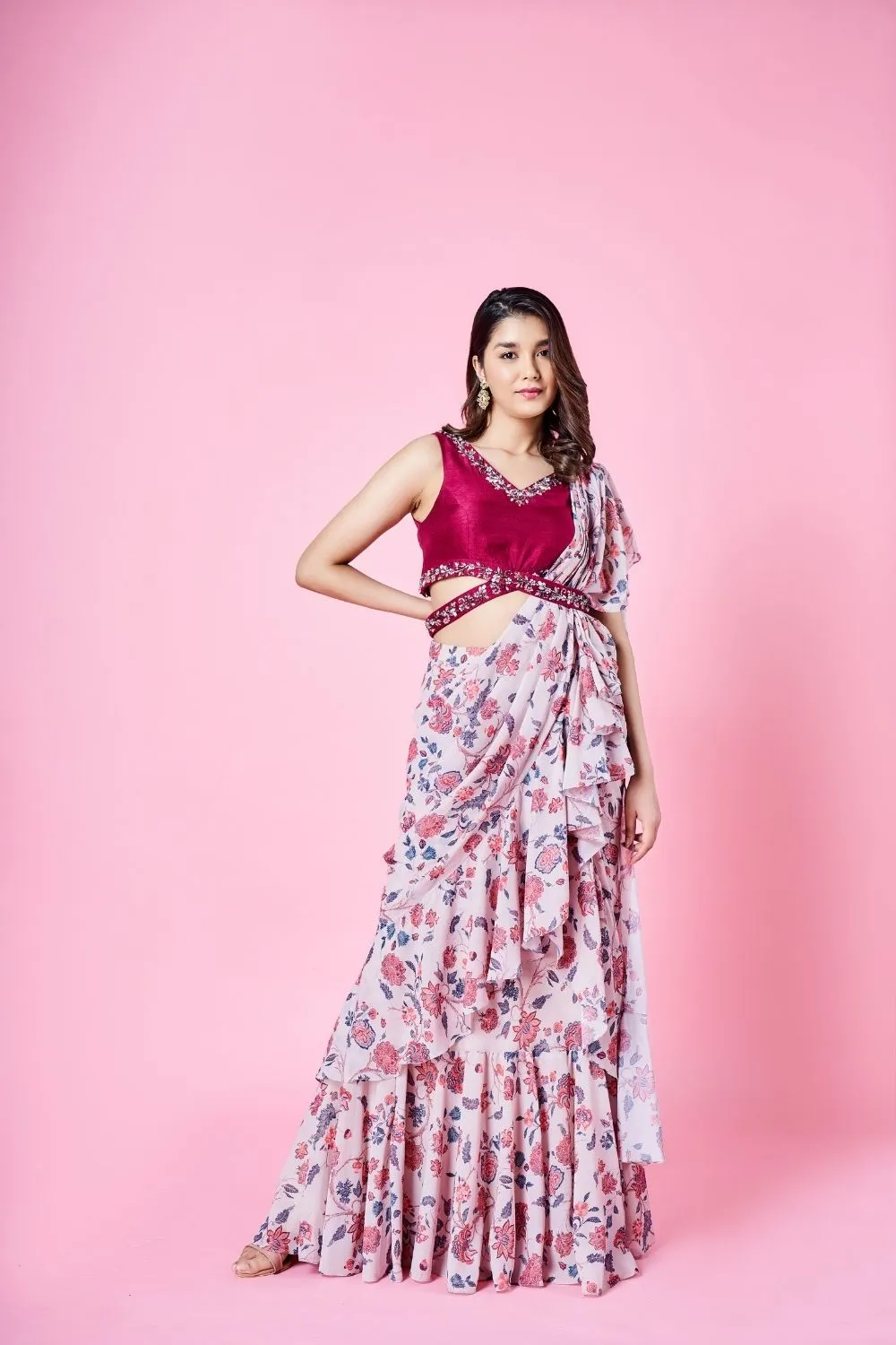 ZINNIA RUFFLED SAREE