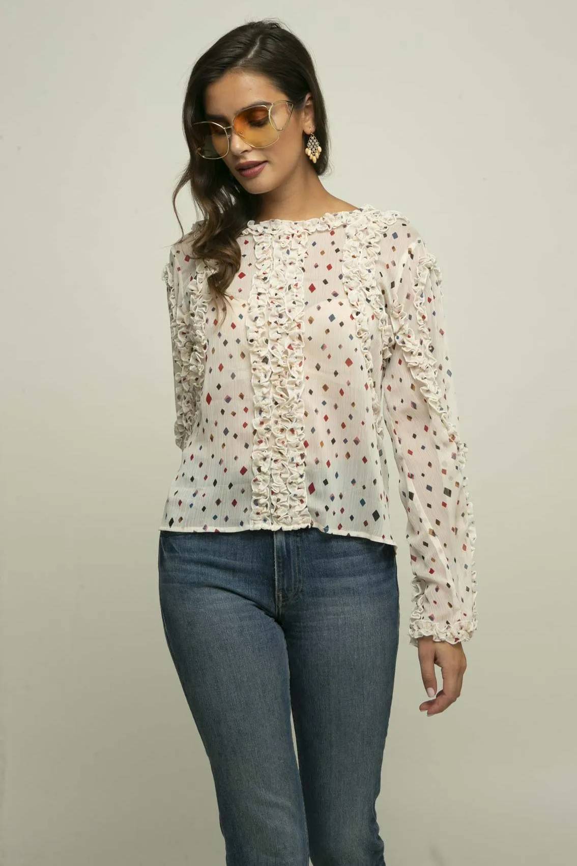 Zuri Ruffled Blouse - Funfetti